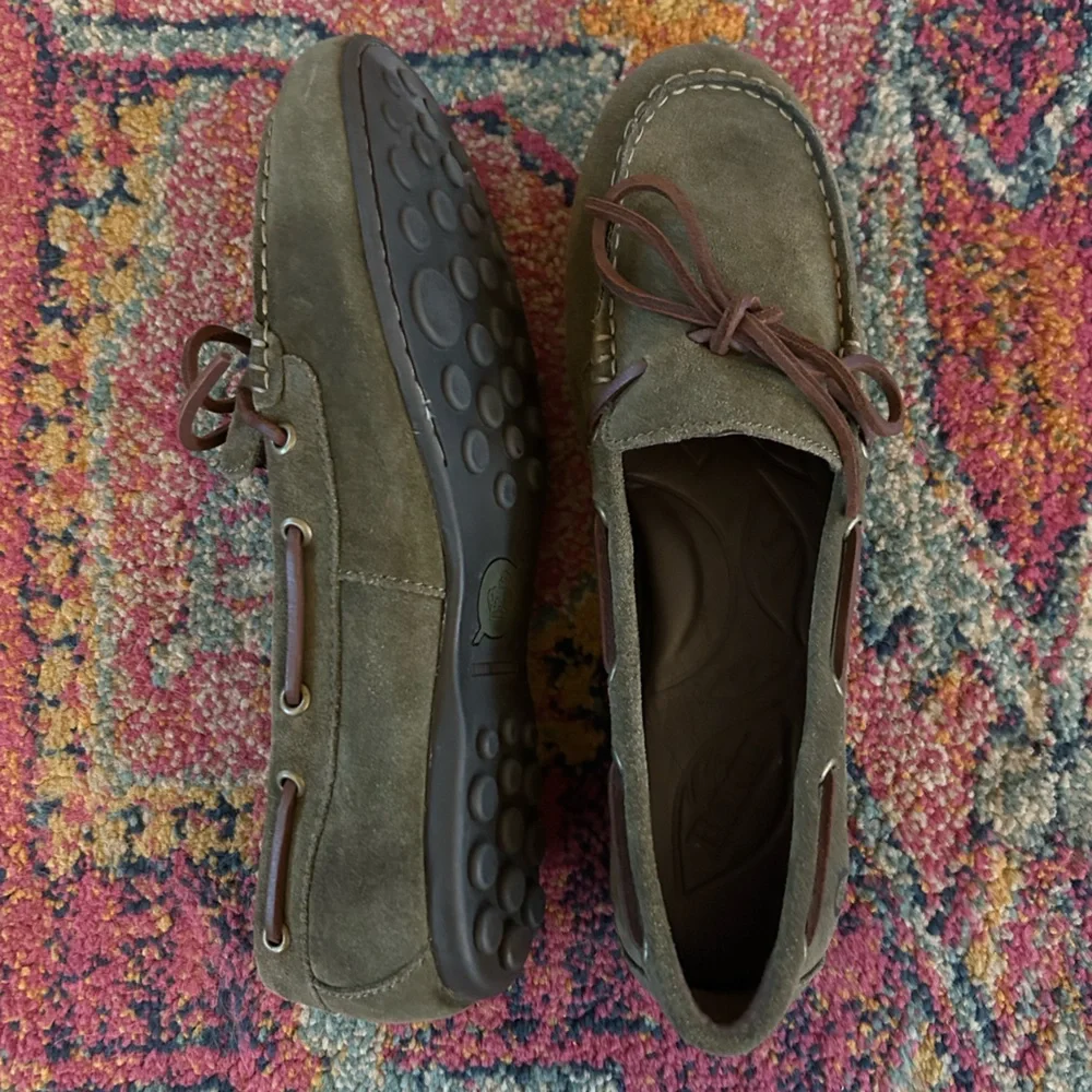 Born | Women’s Olive Green Suede Leather Slip On Driving Loafers Moccasins 8.5 - Picture 3 of 16